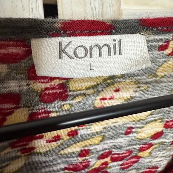 KOMIL Women's Size Large Masa Print Split Neck Cotton Long Sleeve Top Fall Red - Picture 9 of 16